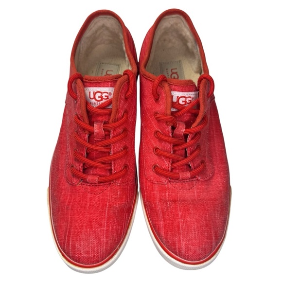 UGG Australia Hally Lace Up Sneakers Red Canvas Shoes Womens 9 / UGG SN 1002640 - Picture 3 of 15
